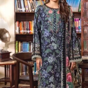 Dark green and black botanical floral printed