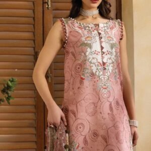Dusty rose pink sleeveless lawn kurta