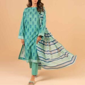 Turquoise printed lawn shirt