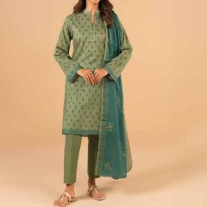 Green printed lawn kurta