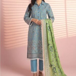 Sky blue embroidered lawn shirt
