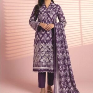 Purple embroidered lawn suit