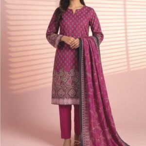 Magenta pink embroidered lawn shirt
