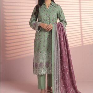 Sage green embroidered lawn shirt