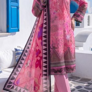 Pink printed lawn kurta