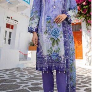 Lavender periwinkle floral printed lawn suit