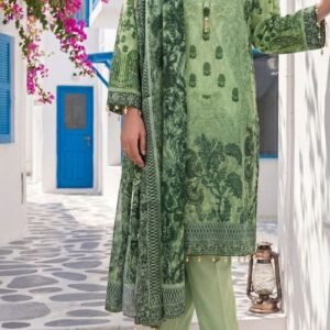 Pistachio green printed lawn suit