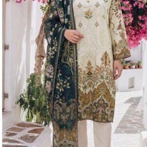 Cream printed lawn kurta