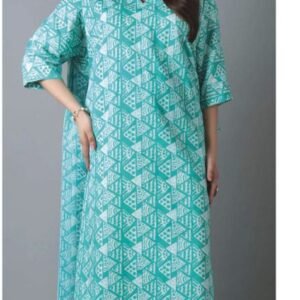 Turquoise geometric printed lawn suit