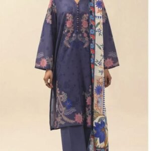 Indigo blue-violet printed lawn kameez
