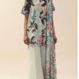 Off-white abstract botanical print