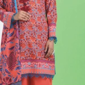 Coral-pink floral print