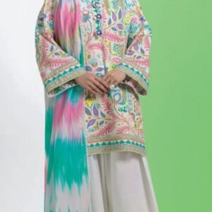 Ivory multicolor folk-floral print