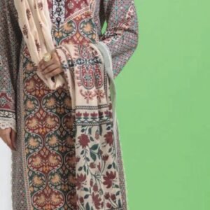 Maroon-teal ornamental ogee print