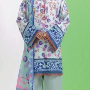 Powder blue-white floral print