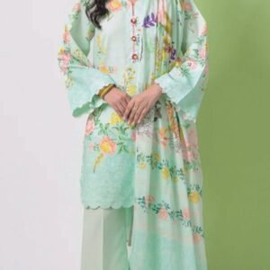 Mint green pastel floral print