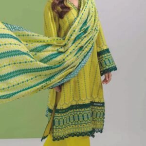 Chartreuse-green geometric stripe print