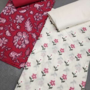 Embroidered 2pc duo: deep red