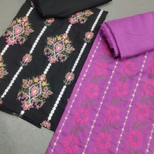 Embroidered 2pc duo: black