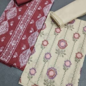 Embroidered 2pc duo: maroon