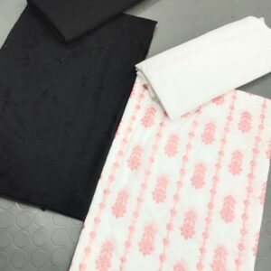 Embroidered 2pc duo: plain black paired