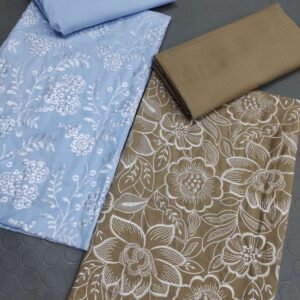 Embroidered 2pc duo: sky-blue