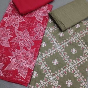 Embroidered 2pc duo: red