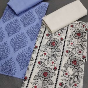 Embroidered 2pc duo: periwinkle blue