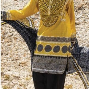 Mustard yellow chunri print kameez