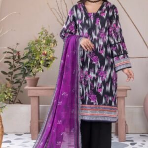 Black-purple ikat printed suit