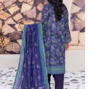 Indigo-navy floral printed suit