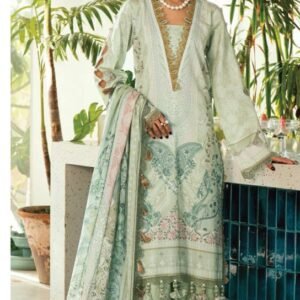 Pale mint-aqua printed lawn