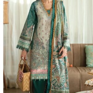 Seafoam-teal printed lawn