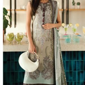 Sage grey-green printed lawn