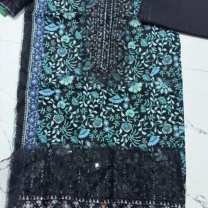 Black and teal dense floral printed shirt