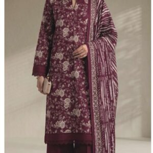 Deep purple all-over floral printed kurta