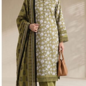 Olive green floral printed kurta