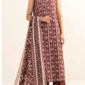 Brown-maroon striped print sleeveless kurta
