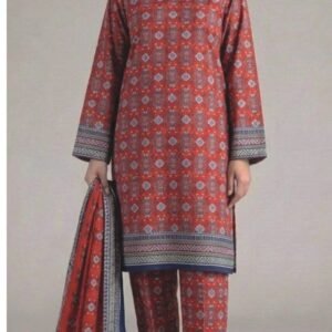 Rust red geometric medallion printed suit