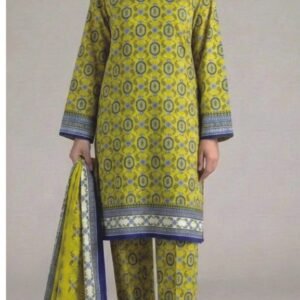 Mustard-lime geometric printed suit