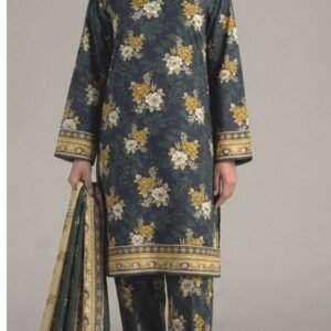 Bottle green-black floral printed suit