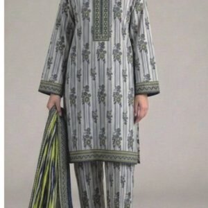 Pearl grey striped print suit