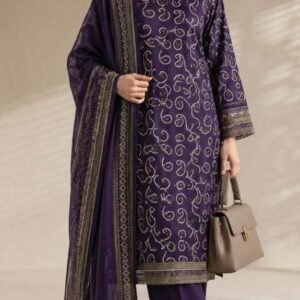 Deep violet paisley printed kurta