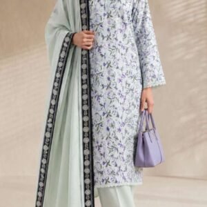 Pale mint-white printed kurta