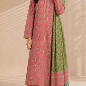 Coral pink floral printed kurta