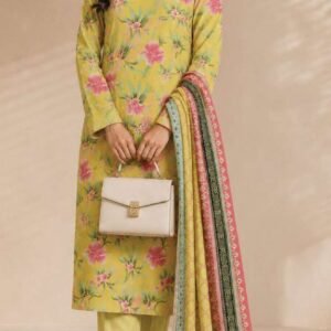 Funky chartreuse-yellow floral printed kurta