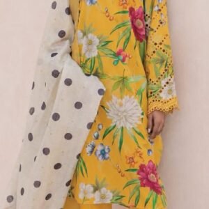 Vivid mustard-yellow tropical floral shirt