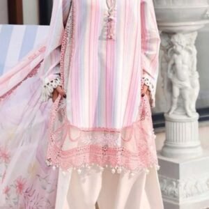 Blush pink striped floral kurta