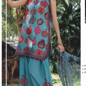 Coral red motif print shirt