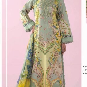 Grey-green ornamental print kurta